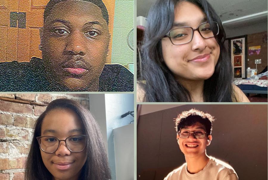 Collage of four cps alumni with light grey frames