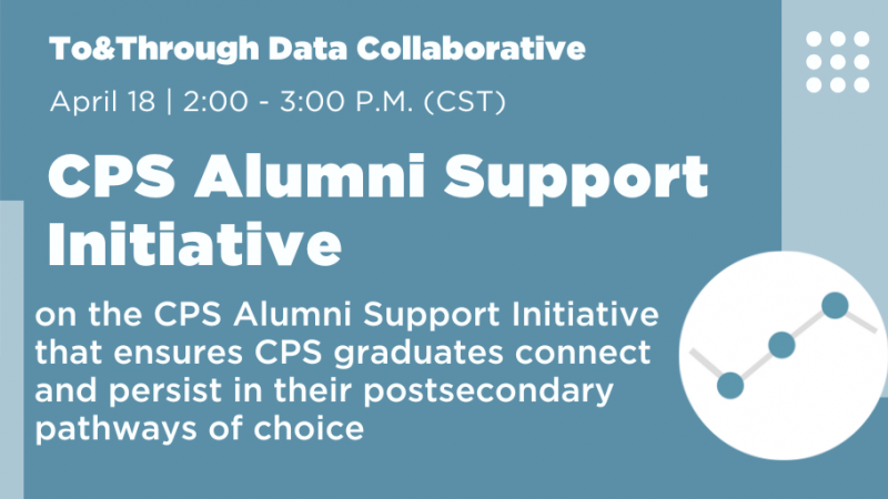 a light blue background with white letters and accent shapes advertising the CPS alumni support initiative